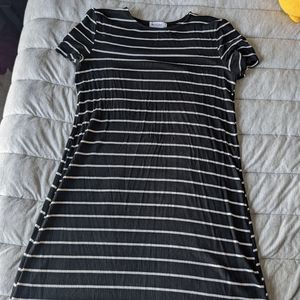 Black and white striped dress